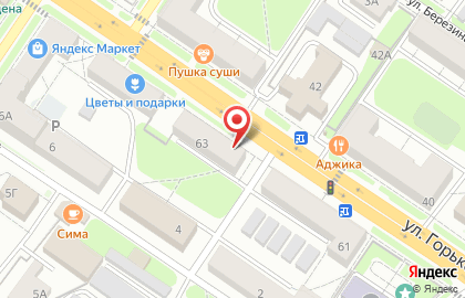 Магазин Деревенское подворье на улице Горького на карте