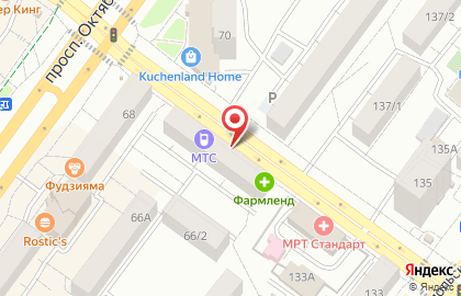 Сеть салонов связи МТС на проспекте Октября, 68/1 на карте