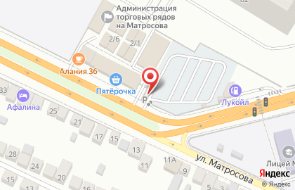 Автостоянка на ул. Матросова, 2в на карте