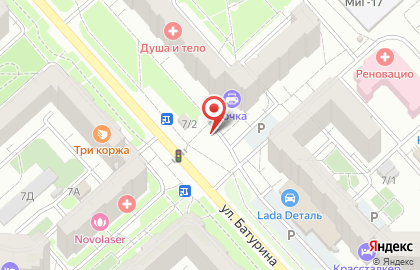 Киоск по изготовлению ключей, Советский район на улице Батурина на карте