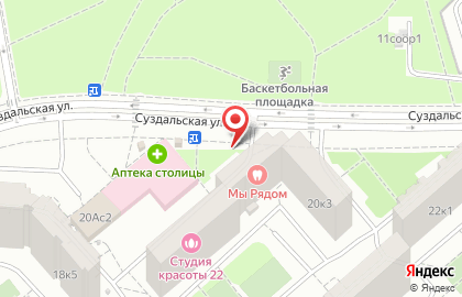 Киоск по ремонту обуви, район Новокосино на Суздальской улице на карте