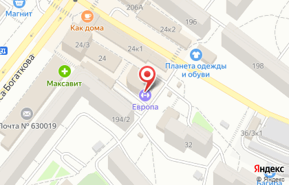 Фитнес-клуб Европа в Октябрьском районе на карте