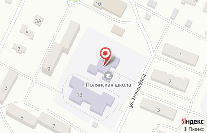 Полянская средняя школа на улице Новосёлов на карте