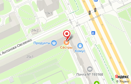 Булочная Сёстры на улице Антонова-Овсеенко на карте