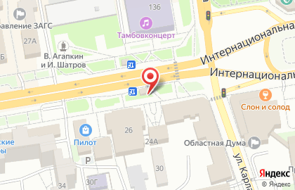 Сеть киосков быстрого питания РобинСдобин на Интернациональной улице, 26 киоск на карте