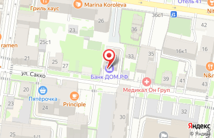 Банк Дом.рф на улице Сакко на карте