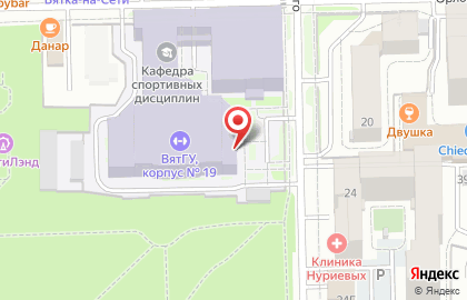 Вятский государственный университет на Орловской улице на карте