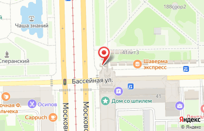 Кафе-пекарня Тили-тесто в Московском районе на карте