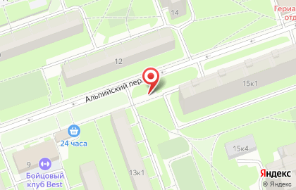 Киоск по продаже фруктов и овощей в Альпийском переулке на карте