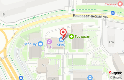 Супермаркет Spar на Елизаветинской улице на карте
