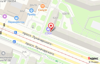 Зоомаркет Риса на проспекте Луначарского на карте