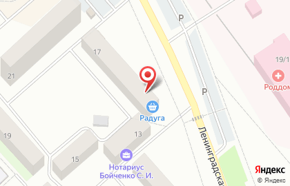Продуктовый магазин Радуга на улице Ленинградской на карте