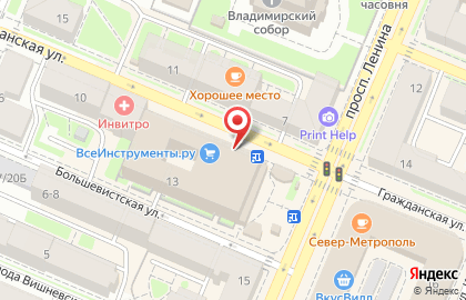 Тепло на проспекте Ленина на карте