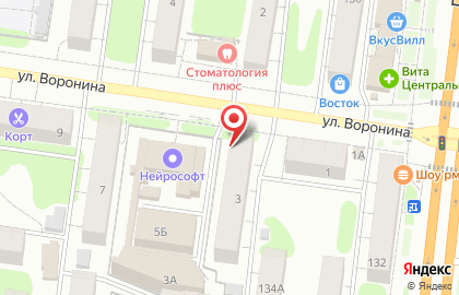 Мебельный магазин Ладья-мебель на улице Воронина на карте