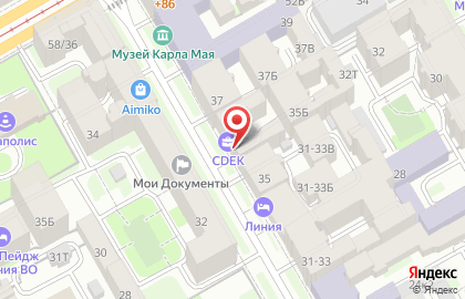 Служба экспресс-доставки Сдэк в Василеостровском районе на карте