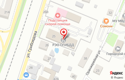 Подстанция скорой медицинской помощи на улице Грибоедова в Пушкино на карте
