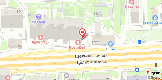Стоматологическая клиника ПрезиДЕНТ на Щёлковском шоссе на карте