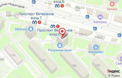 Ювелирный магазин и мастерская 585*Золотой на проспекте Ветеранов на карте