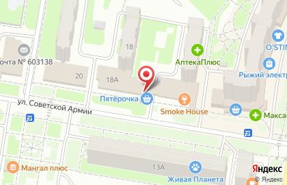 Супермаркет Пятерочка на улице Советской Армии на карте