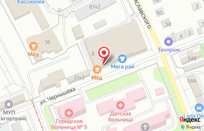 Кафе Мёд на улице Чернышёва на карте