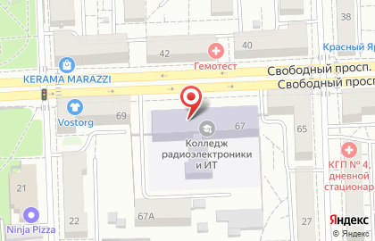Красноярский колледж радиоэлектроники и информационных технологий в Красноярске на карте