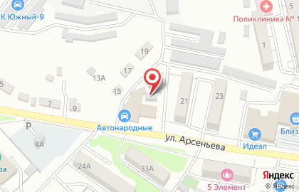 Автомойка Визит на улице Арсеньева на карте