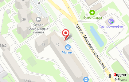 Супермаркет Магнит у дома на проспекте Машиностроителей на карте