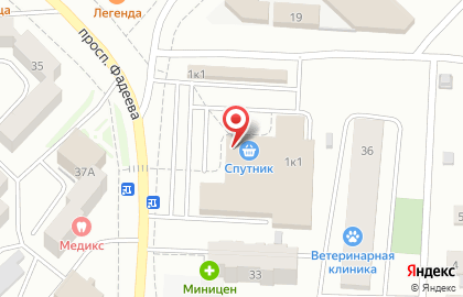 Супермаркет Спутник в Железнодорожном районе на карте