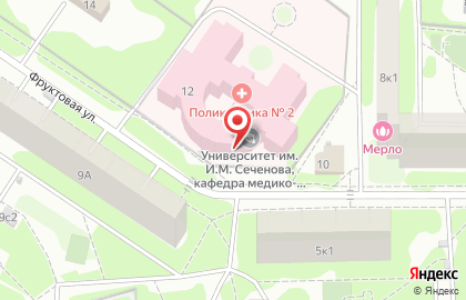 Косметологичекая клиника на Фруктовой улице на карте