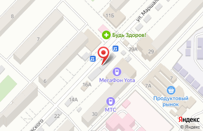 Магазин Фруктовый рай на улице Маршала Рокоссовского на карте