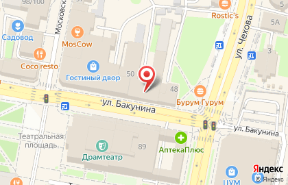 Салон связи МегаФон на улице Бакунина на карте