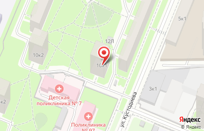 Автошкола 100.рф на улице Кустодиева на карте