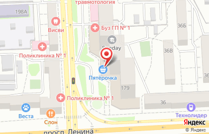 Лада на проспекте Ленина на карте
