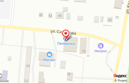 Супермаркет Пятёрочка на улице Симонова на карте