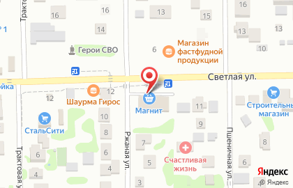 Супермаркет Магнит на Ржаной улице на карте