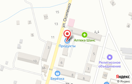 Продовольственный магазин Берёзка на улице Осипенко на карте