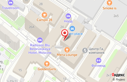 Кальян-бар Мята Lounge Гараж на метро Белорусская на карте