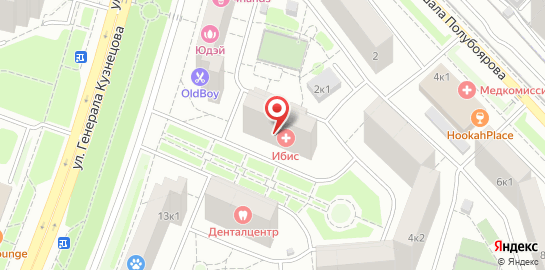 Медицинский центр Ибис на улице Генерала Кузнецова на карте