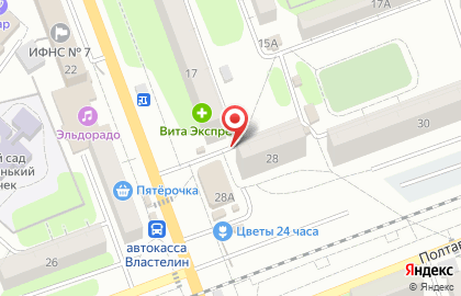 Киоск по продаже хлебобулочных изделий на Полтавской улице на карте