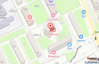 Медицинская лаборатория Гемотест на метро Багратионовская на карте