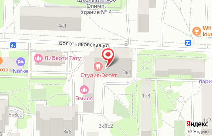 Стоматологическая клиника Студия Эстет на Болотниковской улице на карте