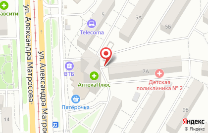 ЗАО Банк ВТБ 24 на улице Александра Матросова на карте