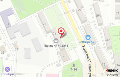 Почтовое отделение, г. Долинск на карте