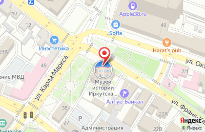 Музей истории г. Иркутска им. А.М. Сибирякова в Иркутске на карте