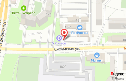 Шиномонтажная мастерская 5Колесо в Первомайском районе на карте
