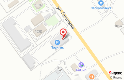 Магазин строительно-отделочных материалов Практик на улице Пушкина на карте
