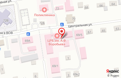 Первомайская центральная районная больница им. А.Ф. Воробьева на Центральной улице на карте
