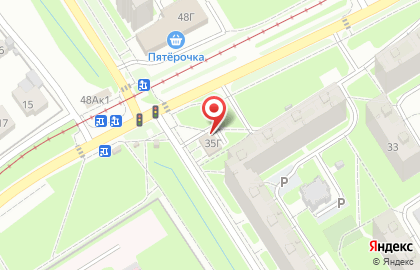 Указатель системы городского ориентирования №6564 по ул.Минеева, д.35а р на карте