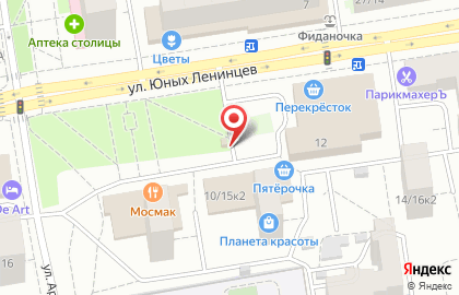 Киоск по продаже мороженого, район Текстильщики на улице Юных Ленинцев на карте