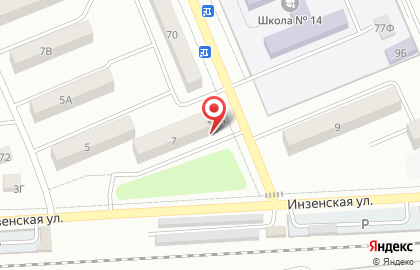 Супермаркет Пятерочка на Инзенской улице на карте